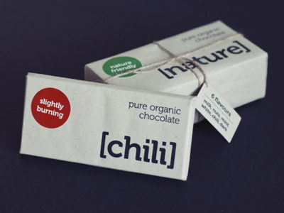 Дизайн упаковки Organic Chocolate, созданный из экоматералов