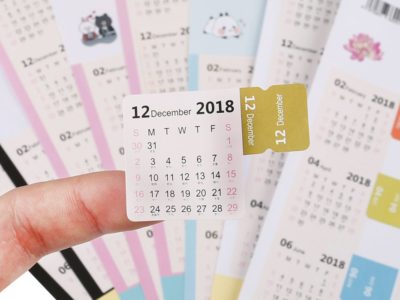 Календарная наклейка, которую можно вклеить в ежедневник или блокнот